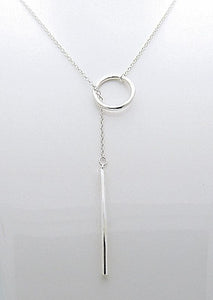 Sterling silver bar and circle necklace