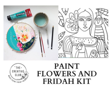 Load image into Gallery viewer, PAINT: FRIDAH AND FLOWERS CANVAS KIT
