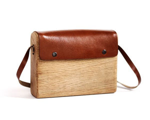 Wood and leather boho bag